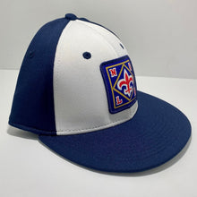 Load image into Gallery viewer, NOLA Fitted Flat Bill Navy/ White
